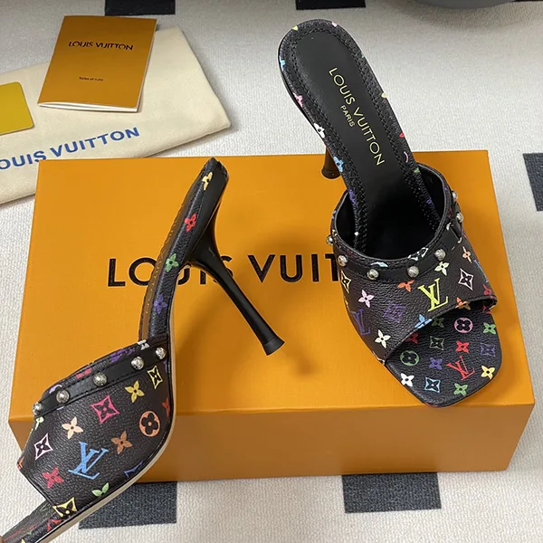 速達発送コラボ LV × 村上隆 カラフルモノグラム ミュールサンダル 6AM 1AGWQQ