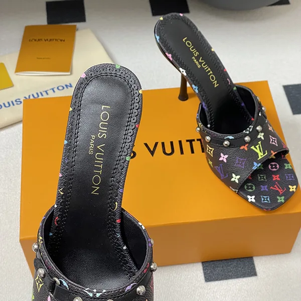 速達発送コラボ LV × 村上隆 カラフルモノグラム ミュールサンダル 6AM 1AGWQQ