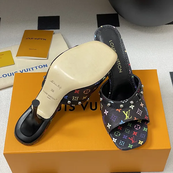 速達発送コラボ LV × 村上隆 カラフルモノグラム ミュールサンダル 6AM 1AGWQQ