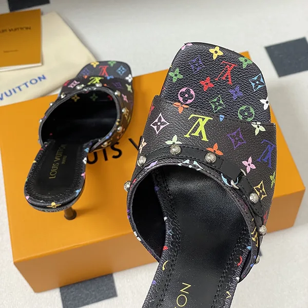 速達発送コラボ LV × 村上隆 カラフルモノグラム ミュールサンダル 6AM 1AGWQQ