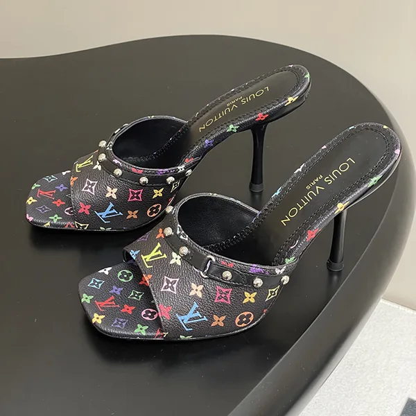 速達発送コラボ LV × 村上隆 カラフルモノグラム ミュールサンダル 6AM 1AGWQQ