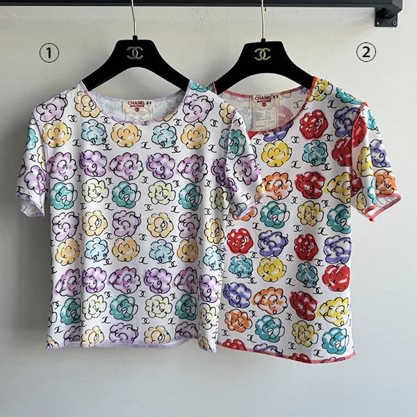 シャネル 半袖Tシャツ 花柄 ココマーク 2色 shg34484