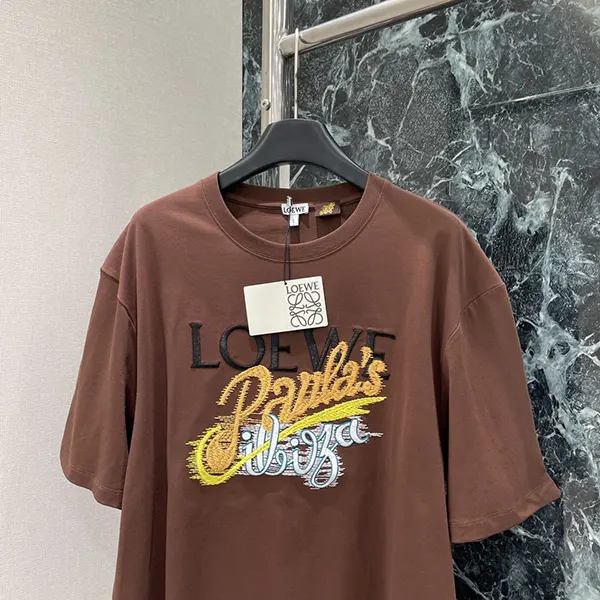 素敵な ロエベ Paulas Ibiza プリントコットン 偽物 半袖Tシャツ los71848