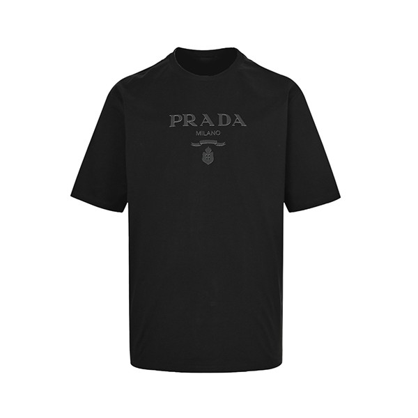 n級 おすすめ プラダ ロゴ ブラック コットン Tシャツ コピー UJN8151052