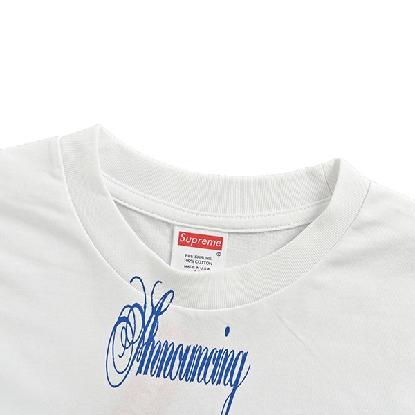 激安価格!シュプリーム★Announcing Tee アナウンシング 半袖 Tシャツ 偽物 ホワイト Shu43328