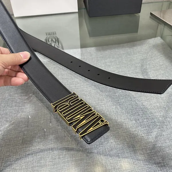 お洒落 アミリ ロゴ レザー ベルト 偽物 ブラック ame32423
