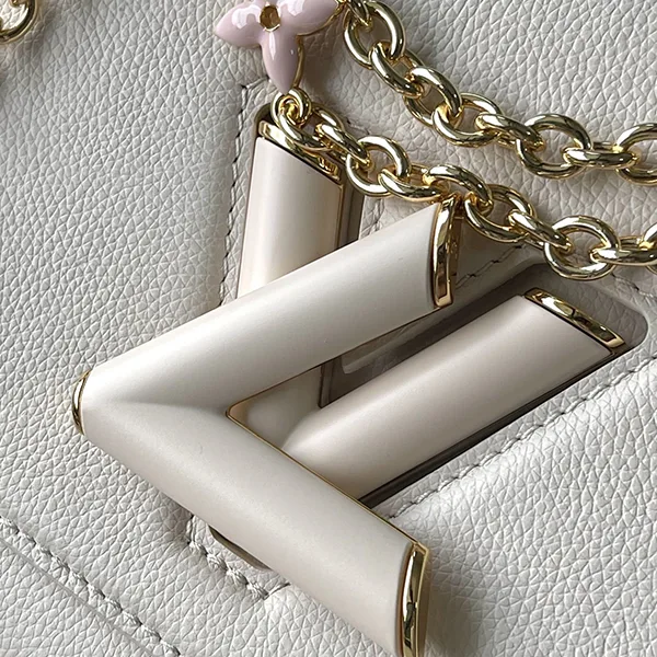 海外限定 ルイヴィトン LV ツイスト 偽物 チェーン付ショルダーバッグ ホワイト M14341