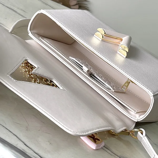 海外限定 ルイヴィトン LV ツイスト 偽物 チェーン付ショルダーバッグ ホワイト M14341