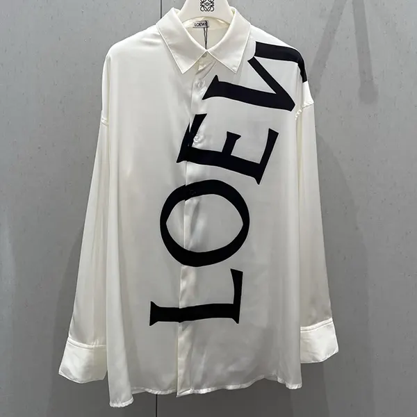 ロエベ シルクシャツ パロディ ホワイト ロゴ loa75176