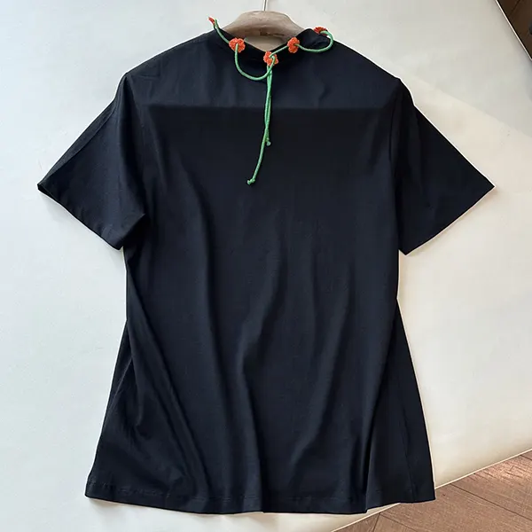 ロエベ コットン製のクロシェTシャツ n級品 log46820