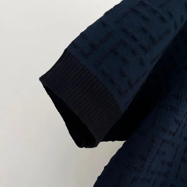 フェンディ FFダークブルーコットンクルーネック半袖セーター feo85691