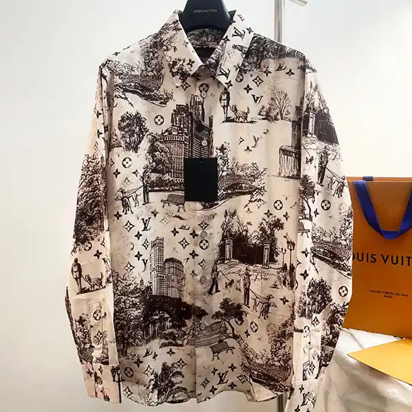 【休日のお散歩コーデ】ルイヴィトン ロングスリーブシルクシャツ コピー 1AGJN1