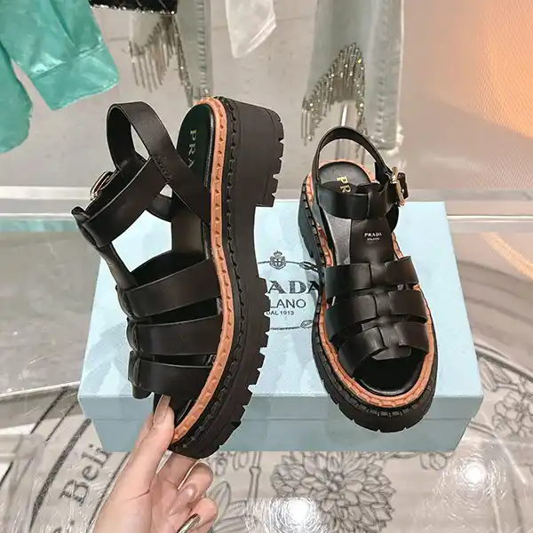 大人気!プラダ レザーフィッシャーマンサンダル コピー Sandal Black pud69994