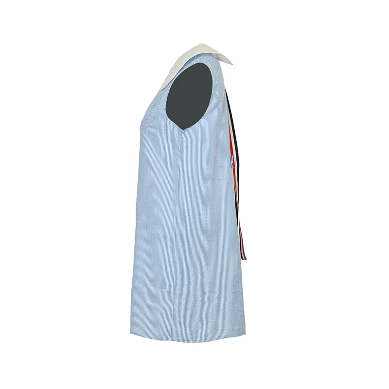 送料込【THOM BROWNE 贋物】ストライプ ボウタイシャツ ノースリーブ tof18697