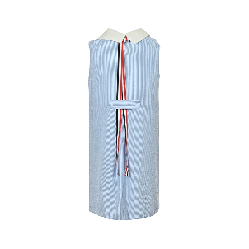送料込【THOM BROWNE 贋物】ストライプ ボウタイシャツ ノースリーブ tof18697