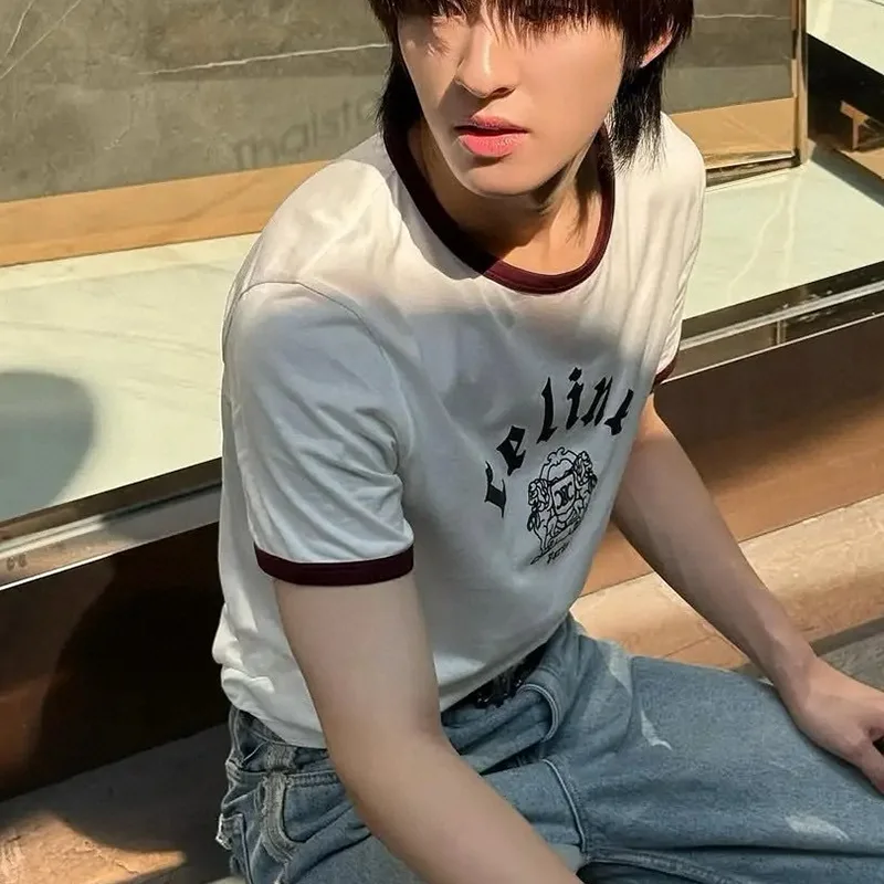目を惹くカラー セリーヌ BLASON レギュラーTシャツ コットン パロディ Cew89891