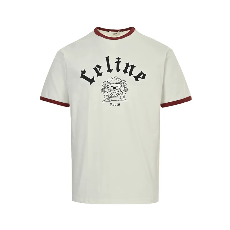 目を惹くカラー セリーヌ BLASON レギュラーTシャツ コットン パロディ Cew89891