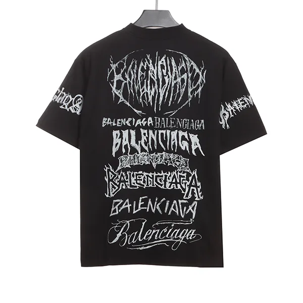 バレンシアガ DIYメタルTシャツ 偽物 ラージフィット ブラック/ホワイト baq86431