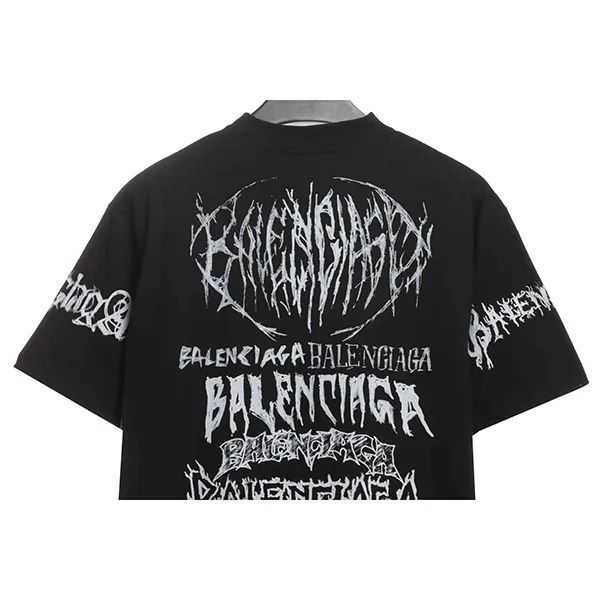 バレンシアガ DIYメタルTシャツ 偽物 ラージフィット ブラック/ホワイト baq86431