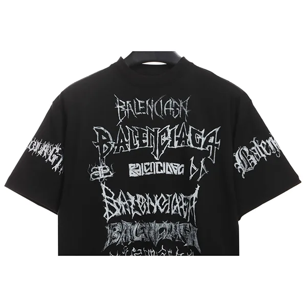バレンシアガ DIYメタルTシャツ 偽物 ラージフィット ブラック/ホワイト baq86431