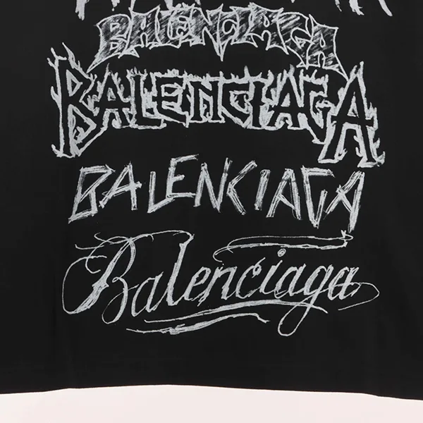 バレンシアガ DIYメタルTシャツ 偽物 ラージフィット ブラック/ホワイト baq86431