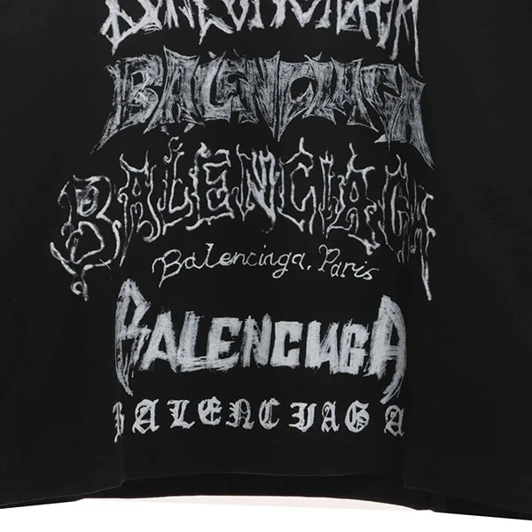 バレンシアガ DIYメタルTシャツ 偽物 ラージフィット ブラック/ホワイト baq86431