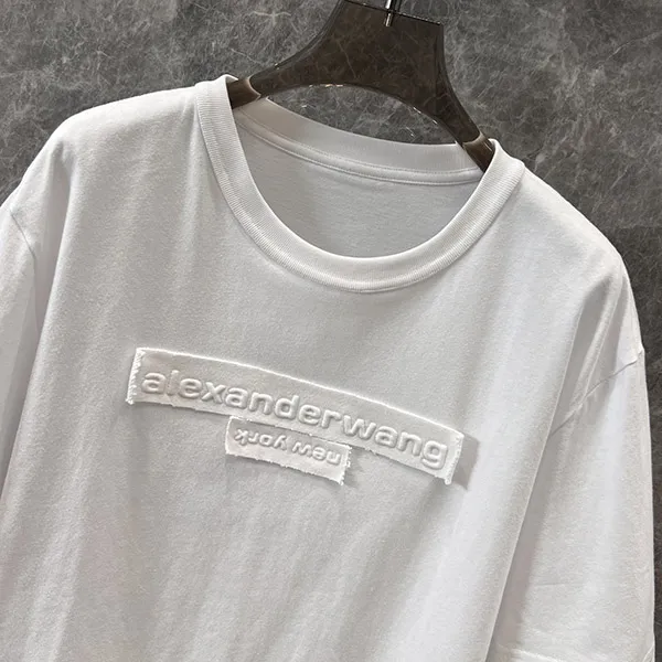 アレキサンダーワン 偽物 コットンジャージー ユニセックス ディストレストロゴ tシャツ UCC1251