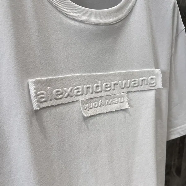 アレキサンダーワン 偽物 コットンジャージー ユニセックス ディストレストロゴ tシャツ UCC1251
