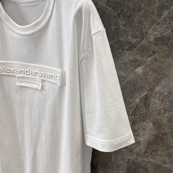 アレキサンダーワン 偽物 コットンジャージー ユニセックス ディストレストロゴ tシャツ UCC1251