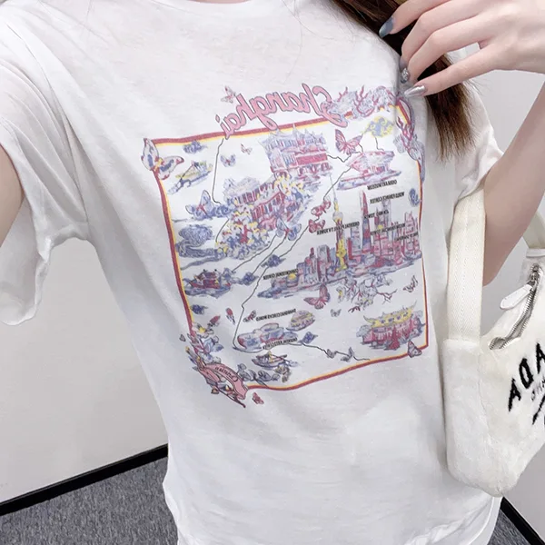 【おしゃれに描かれた街並み♪】ディオール Tシャツ パチモン dek99797