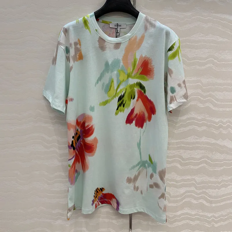 ロエベ☆ルーズフィット Tシャツ コットン フローラル パロディ