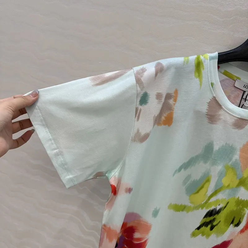ロエベ☆ルーズフィット Tシャツ コットン フローラル パロディ