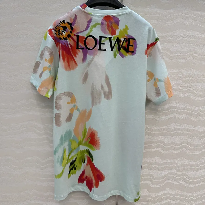 ロエベ☆ルーズフィット Tシャツ コットン フローラル パロディ