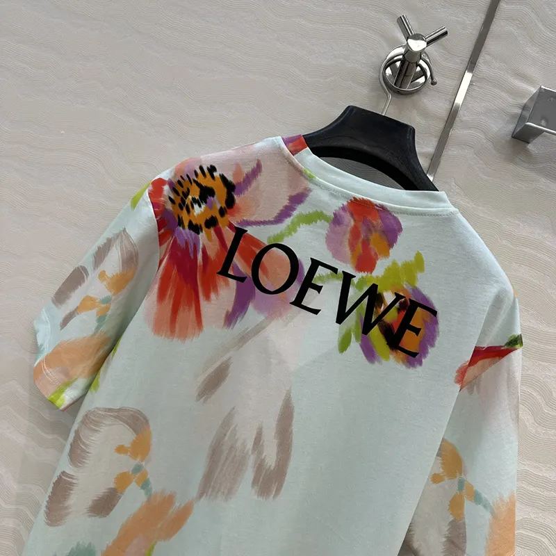 ロエベ☆ルーズフィット Tシャツ コットン フローラル パロディ