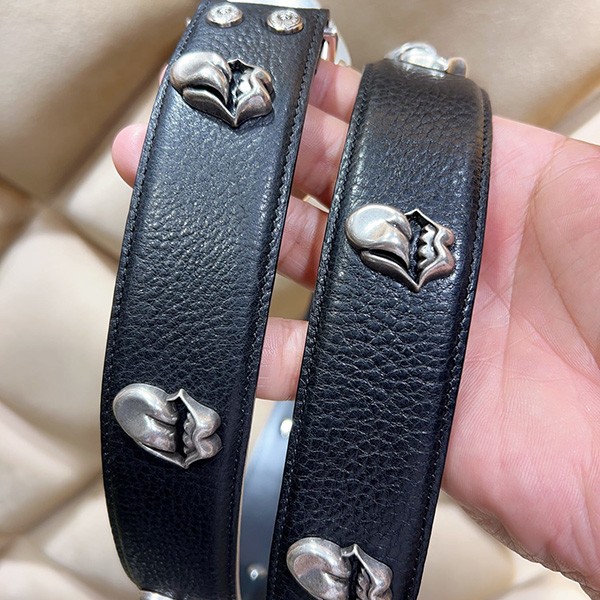 クロムハーツ Matty Boy Chomper レザーベルト コピー ブラック×シルバー Kuz54911