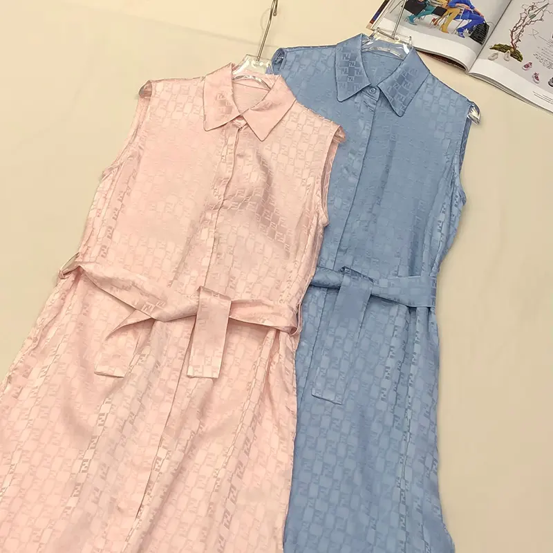 お洒落フェンディ 贋物 FFロゴ ズッカ柄 ノースリーブワンピース 2色 feu55825