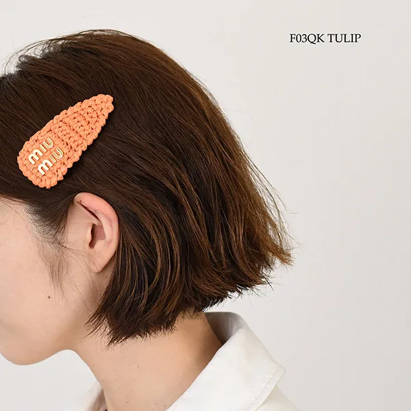 ミュウミュウ ウーブンファブリック 偽物 ヘアクリップ 5IF0922F