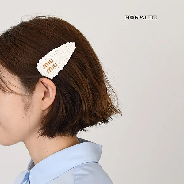 ミュウミュウ ウーブンファブリック 偽物 ヘアクリップ 5IF0922F