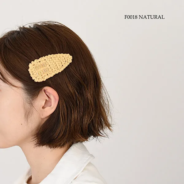 ミュウミュウ ウーブンファブリック 偽物 ヘアクリップ 5IF0922F