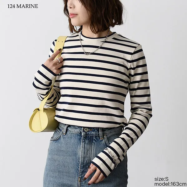 ジルサンダー バッグロゴボーダー長袖Tシャツ コピー J46497