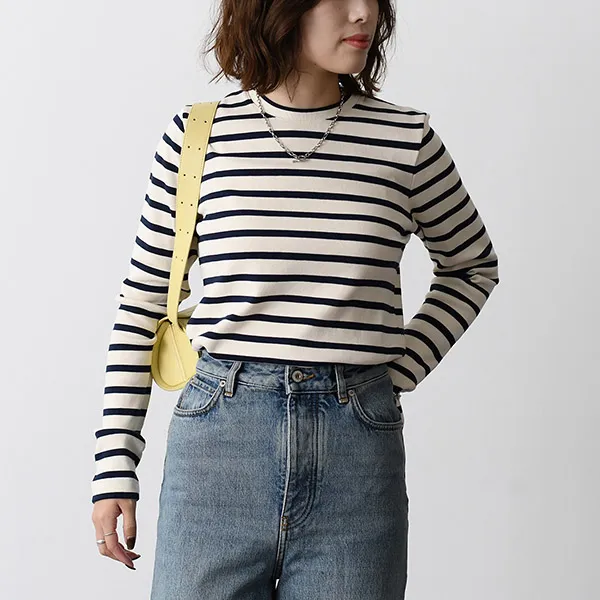 ジルサンダー バッグロゴボーダー長袖Tシャツ コピー J46497