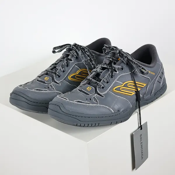 お洒落 バレンシアガ グレー イエロー Hamptons Worn-out スニーカー 激安 bau14162