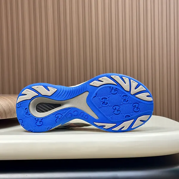 希少 グッチ 2.0 メンズ スニーカー バリエーション グレー&ブルー メッシュ&レザー guh91496