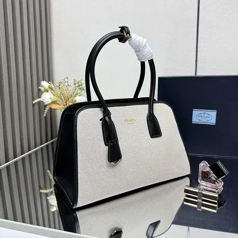 超人気☆プラダ リネンブレンド&レザー トートバッグ n級品 puf63180
