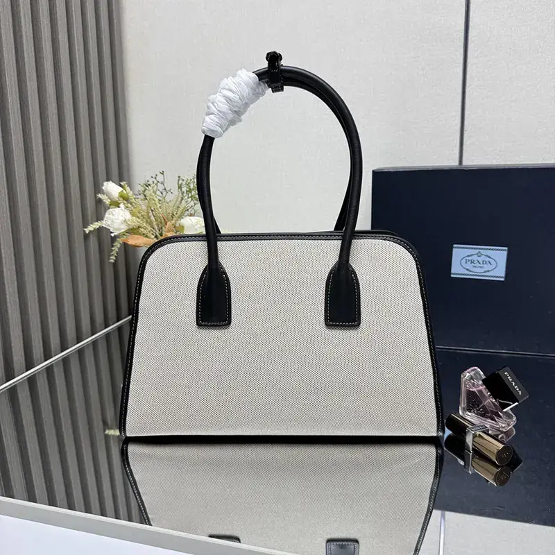 超人気☆プラダ リネンブレンド&レザー トートバッグ n級品 puf63180