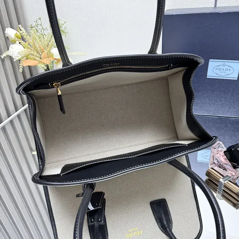 超人気☆プラダ リネンブレンド&レザー トートバッグ n級品 puf63180