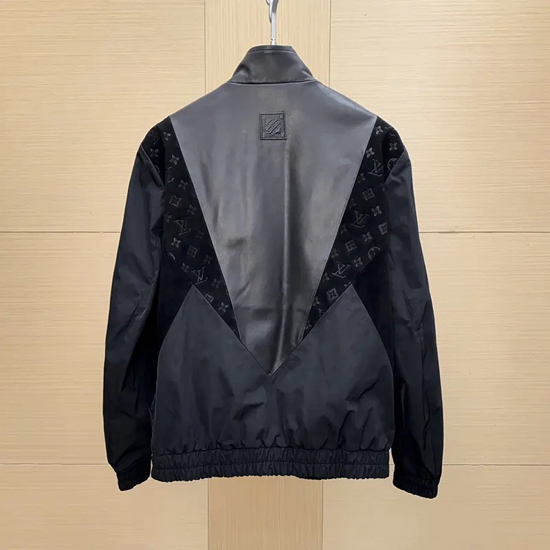 注目★ルイヴィトン レザーミックス トラックトップ ジャケット 偽物 黒 羊革 1AHVLY