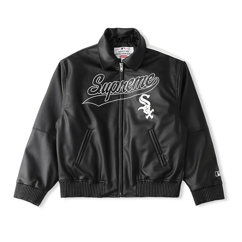 追跡付シュプリーム n級品 シカゴ ホワイトソックス レザー バーシティ ジャケット Shd19039