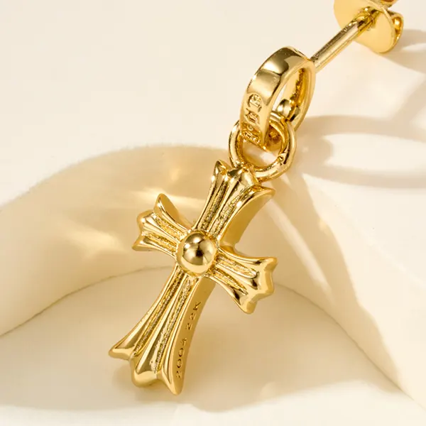 クロムハーツ ピアス コピー CHクロス ベビーファット ドロップ 22K ゴールド パヴェダイヤ