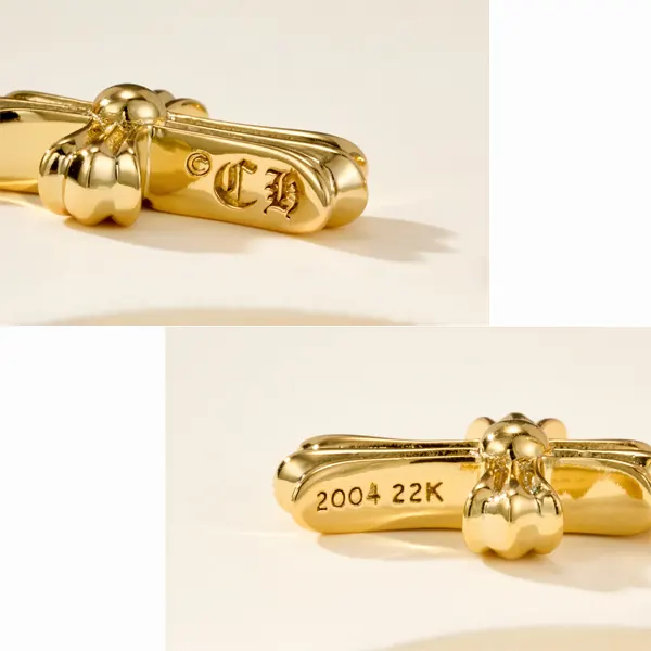 クロムハーツ ピアス コピー CHクロス ベビーファット ドロップ 22K ゴールド パヴェダイヤ